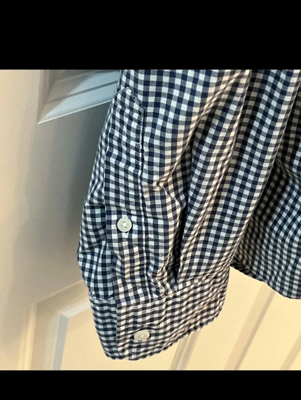 J. Crew Mercantile Flex Performance Navy/ White Gingham Plaid Button-Down Shirt
